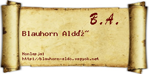 Blauhorn Aldó névjegykártya